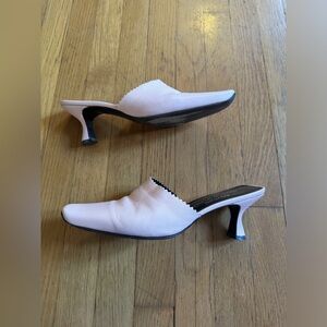 90s Vintage Donald J Pliner Pink Lizard Mules Sz 7.5